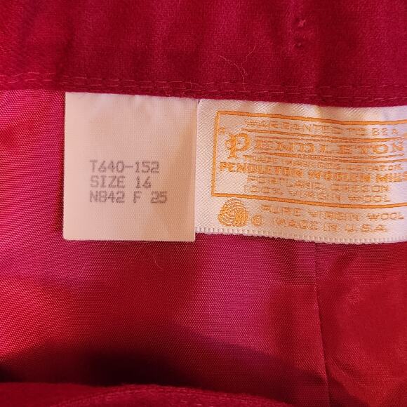 Pendleton 100% Virgin Wool Pink midi length lined skirt w/ Pockets, size 16 - Picture 4 of 12